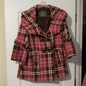 Hot Chocolate and Pink Wool Blend Coat